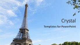  Presentation with eiffel tower paris france - Presentation theme having zel - view of the eiffel tower background and a light blue colored foreground