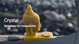  Presentation with zen - Colorful PPT theme enhanced with zen abstract with decorative buddha statue on beach backdrop and a dark gray colored foreground