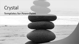 Presentation with balanced stones - PPT theme with zen balanced stones stack close up background and a light gray colored foreground