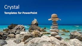  Presentation with balanced stones - Audience pleasing PPT theme consisting of zen-balanced-stones backdrop and a ocean colored foreground