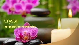  Presentation with spirituality zen meditation stone - Colorful PPT theme enhanced with zen basalt stones and bamboo backdrop and a  colored foreground