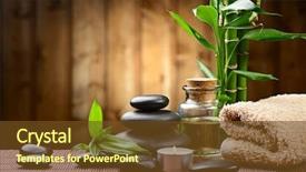  Presentation with zen stone - Slide set with zen basalt stones and bamboo background and a tawny brown colored foreground