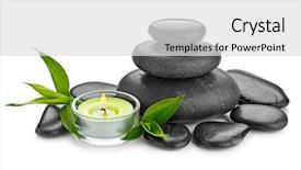  Presentation with zen stones - Theme with zen basalt stones and bamboo background and a light gray colored foreground
