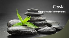  Presentation with zen stones - Colorful slides enhanced with zen basalt stones and bamboo on the black backdrop and a dark gray colored foreground