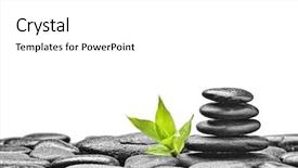  Presentation with zen stones - Colorful slide deck enhanced with zen basalt stones and bamboo isolated on white backdrop and a white colored foreground