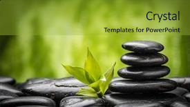  Presentation with zen stones - Theme with zen basalt stones and bamboo background and a gold colored foreground