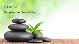  Presentation with zen - Theme with zen basalt stones and bamboo background and a mint green colored foreground
