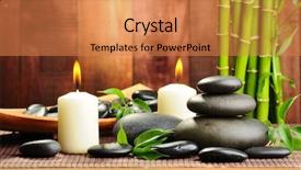  Presentation with zen stones - Slide set consisting of aromatherapy spa concept candles - zen basalt stones and bamboo background and a coral colored foreground