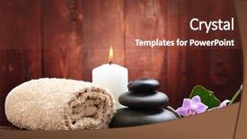  Presentation with spirituality zen meditation stone - PPT theme consisting of zen basalt stones and bamboo background and a  colored foreground