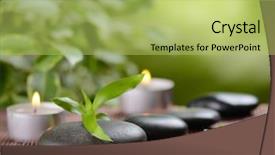  Presentation with zen - PPT layouts consisting of aromatherapy spa concept candles - zen basalt stones and bamboo background and a yellow colored foreground