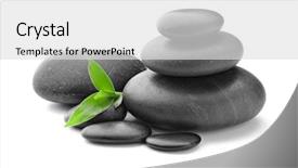  Presentation with zen stone - Theme consisting of zen basalt stones and leaves background and a light gray colored foreground