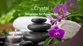 Presentation with zen stones - Cool new slide deck with zen basalt stones and orchid on the wood backdrop and a tawny brown colored foreground