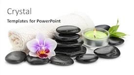  Presentation with zen stones - Presentation theme with zen basalt stones and orchid isolated on white background and a white colored foreground
