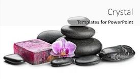  Presentation with zen - Beautiful presentation theme featuring zen basalt stones and orchid isolated on white backdrop and a white colored foreground