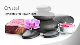  Presentation with zen - Audience pleasing PPT theme consisting of zen-basalt-stones-and-orchid backdrop and a white colored foreground