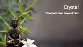  Presentation with orchid - PPT theme consisting of zen buddhism - buddha with orchid flower background and a gray colored foreground