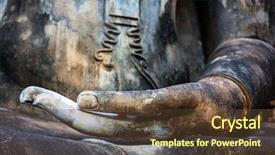  Presentation with buddhism - PPT layouts enhanced with zen buddhism - buddhas statue background and a tawny brown colored foreground