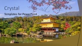  Presentation with kyoto zen - PPT theme having zen-buddhist-temple background and a light blue colored foreground