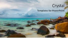  Presentation with zen - Slide set enhanced with zen garden - stones on the beach background and a light blue colored foreground