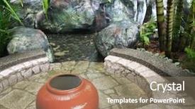  Presentation with spirituality zen meditation stone - Colorful presentation theme enhanced with zen garden fountain with ceramic backdrop and a  colored foreground