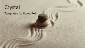  Presentation with garden sand - Slide set featuring purity symbol buddhism - zen garden with stones background and a soft green colored foreground