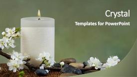  Presentation with zen - Beautiful PPT theme featuring zen rock and cherry blossom with white candle on mat backdrop and a tawny brown colored foreground