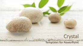  Presentation with spirituality zen meditation stone - Colorful PPT layouts enhanced with zen spa stones on white backdrop and a lemonade colored foreground