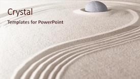  Presentation with zen stone - Audience pleasing PPT layouts consisting of zen stone and sand garden backdrop and a sky blue colored foreground