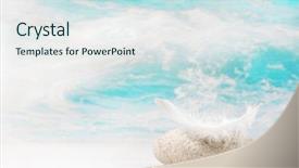  Presentation with spa concept stone - Audience pleasing PPT theme consisting of zen stones - white feather on a stone backdrop and a sky blue colored foreground