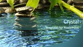  Presentation with zen stone - Presentation theme featuring zen stones in the water background and a ocean colored foreground