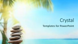  Presentation with zen stones - PPT theme having zen stones on sand beach background and a cool aqua colored foreground