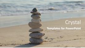  Presentation with zen stones - Presentation design having zen-stones-on-the-beach background and a coral colored foreground
