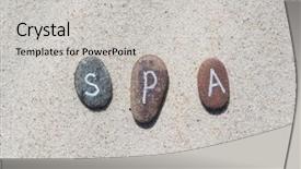  Presentation with zen footprints and sand - Theme consisting of zen stones on the sand background and a light gray colored foreground