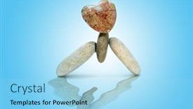  Presentation with zen stones - Amazing PPT theme having zen-stones-with-a-heart backdrop and a arctic colored foreground