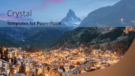  Presentation with switzerland - PPT theme having zermatt-switzerland-alpine-village background and a light blue colored foreground