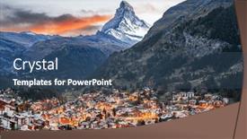  Presentation with switzerland - Presentation design with zermatt-switzerland-alpine-village background and a ocean colored foreground