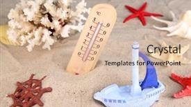  Presentation with sand - PPT layouts with zero degree - thermometer in sand on bright background and a  colored foreground