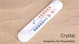  Presentation with sand - Amazing slide deck having zero degree - thermometer on sand background backdrop and a lemonade colored foreground