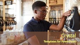  Presentation with grocery store - Audience pleasing PPT theme consisting of zero one - man buying cereals and grains backdrop and a tawny brown colored foreground