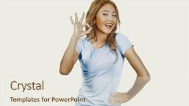  Presentation with perfect - PPT layouts consisting of zero one - young woman showing perfect sign background and a sky blue colored foreground
