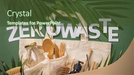  Presentation with waste glass - Colorful presentation theme enhanced with zero-waste-concept-cotton-bag backdrop and a tawny brown colored foreground