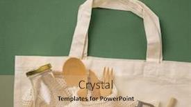  Presentation with waste glass - Presentation enhanced with zero-waste-concept-cotton-bag background and a coral colored foreground