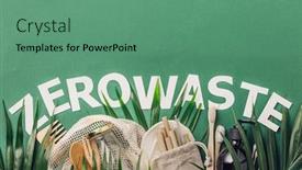  Presentation with waste glass - Colorful presentation design enhanced with zero-waste-concept-cotton-bag backdrop and a ocean colored foreground