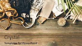  Presentation with waste glass - Presentation having zero-waste-concept-textile-eco background and a coral colored foreground