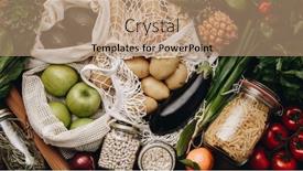  Presentation with eco friendly bags - PPT theme with zero-waste-food-shopping-fruit background and a  colored foreground
