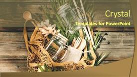  Presentation with eco friendly bags - Colorful slide set enhanced with zero-waste-shopping-or-travel backdrop and a tawny brown colored foreground