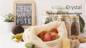  Presentation with recycling - PPT theme enhanced with zero waste shopping recycling sustainable lifestyle concept background and a lemonade colored foreground