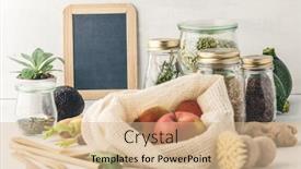  Presentation with waste - Presentation theme with zero-waste-shopping-recycling-sustainable background and a coral colored foreground