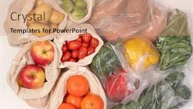  Presentation with eco friendly bags - Slide set consisting of zero-waste-vs-plastic-packaging background and a coral colored foreground