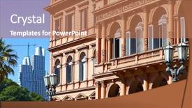  Presentation with dance em casa - Amazing PPT theme having zeva statue - casa rosada argentina backdrop and a coral colored foreground